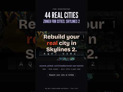 This repo maps 44 cities for Skylines 2 from real data #citiesskylines2 #openstreetmap #gis
